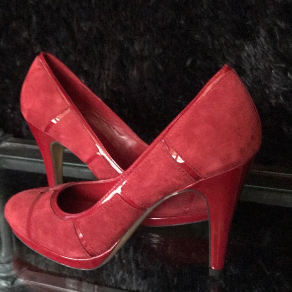 Franco Sarto Shoes - Franco Sarto Red Patent Leather Suede Pumps